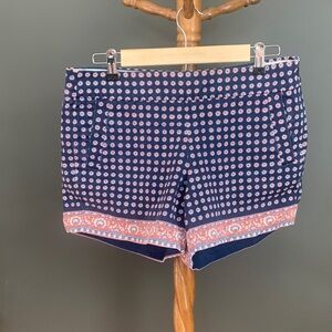 J. Crew Navy and Salmon Patterned Women Shorts